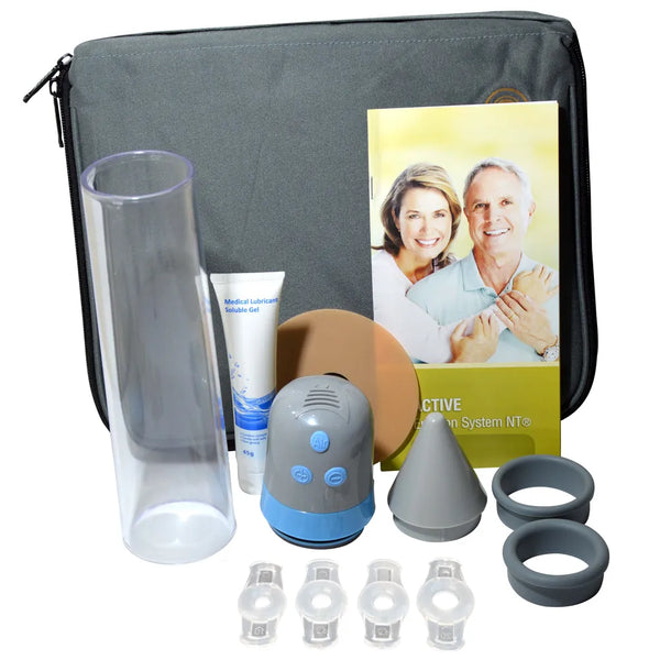 Digital vacuum erection device with tension rings and accessories for erectile dysfunction treatment